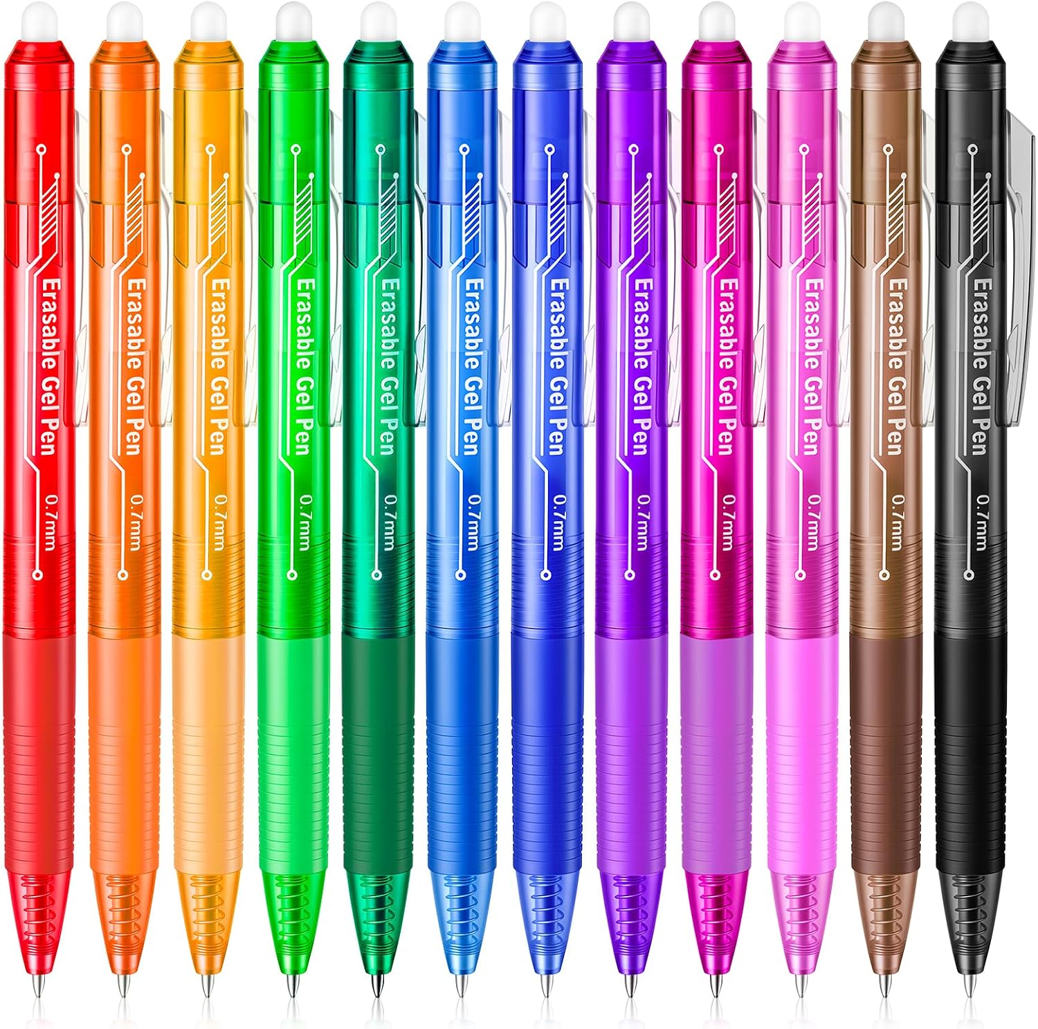 sunacme Retractable Erasable Gel Pens, 12 Color Fine Point Erasable Pens Clicker, Make Mistakes Disappear, Assorted Ink for Drawing, Writing, Planner & Crossword Puzzles (0.7mm, Pack of 12)