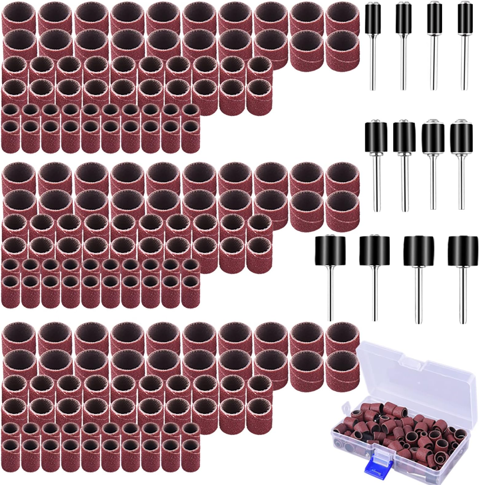 AUSTOR 192-Piece Sanding Drum Kit with Free Box, Including 180 Sanding Bands and 12 Mandrels for Dremel Rotary Tool