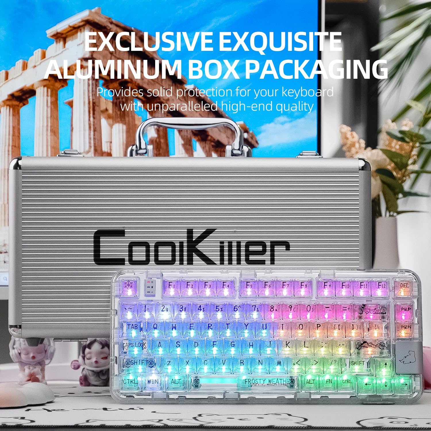 CoolKiller Teclado mecânico CK75, teclado recarregável sem fio