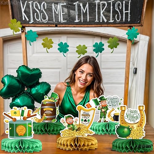 Vista 8 de KatchOn, Centro de mesa del día de San Patricio, paquete de 12, decoraciones del día de San Patricio Decoraciones del día de San Patricio Verde