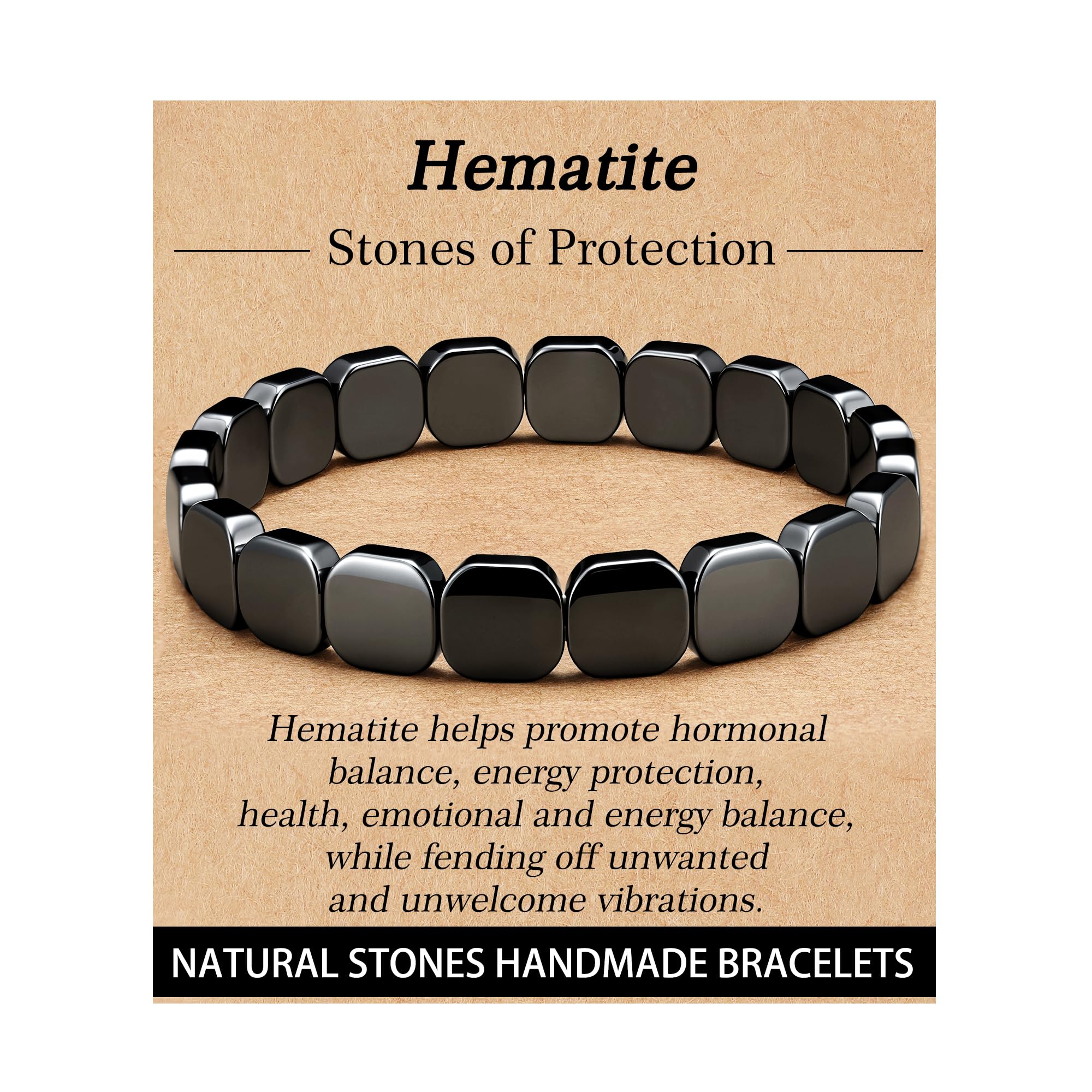HEYOLL Hematite Bracelet for Men Natural Stones Handmade Bracelets - Reignites Masculine Energy Male Healing Bracelets for Men Inspirational Jewelry Gifts