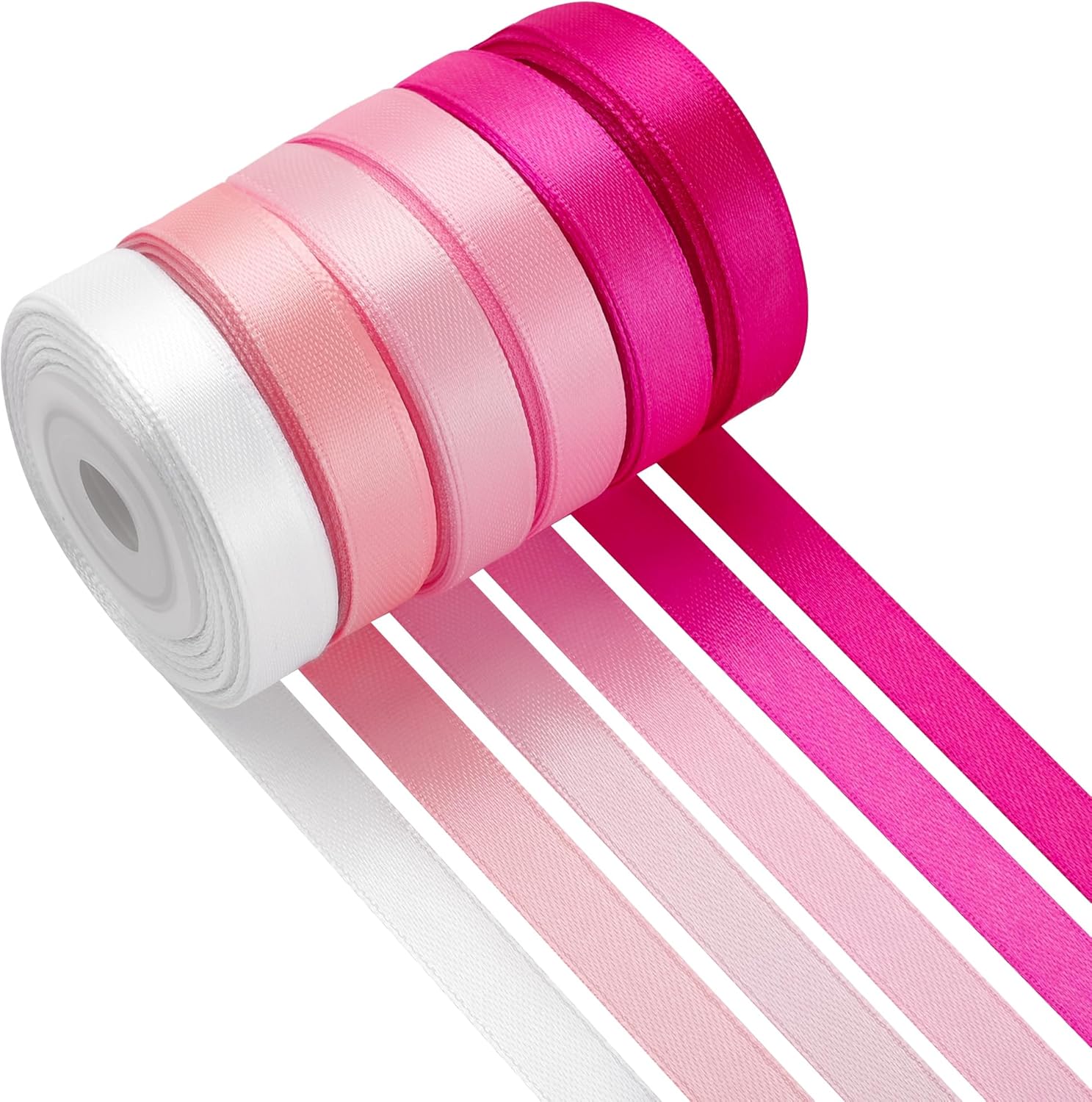 Amazon.com: LIUYAXI Pink Double Face Satin Ribbon 3/8 Inch x 6 Rolls ...
