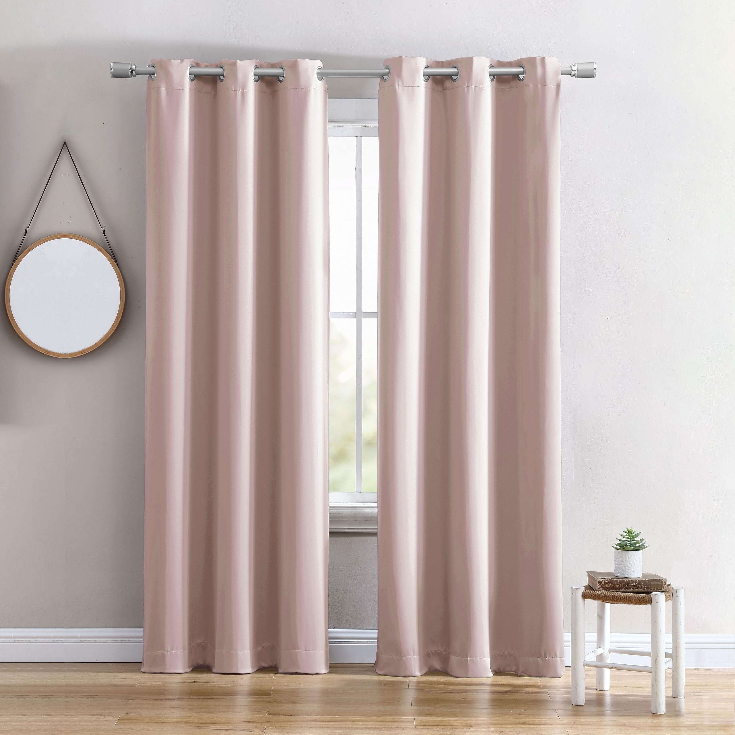 Cathay Home Room Darkening Blackout Thermal Insulated Energy Saving Grommet Curtain/Drape Window Treatment for Living Room/Bedroom - Single Panel (40-inch Wide by 84-inch Long, Blush)