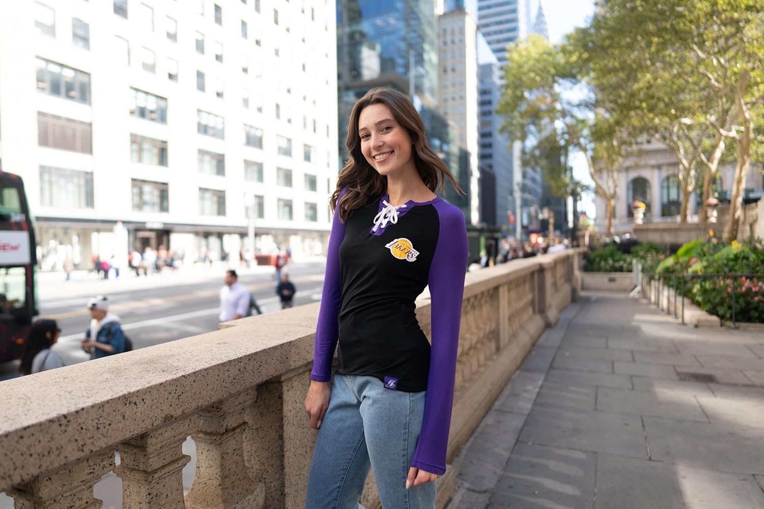 Ultra Game Women's NBA Official Standard Super Soft Long Sleeve Lace-Up Shirt - Image 4