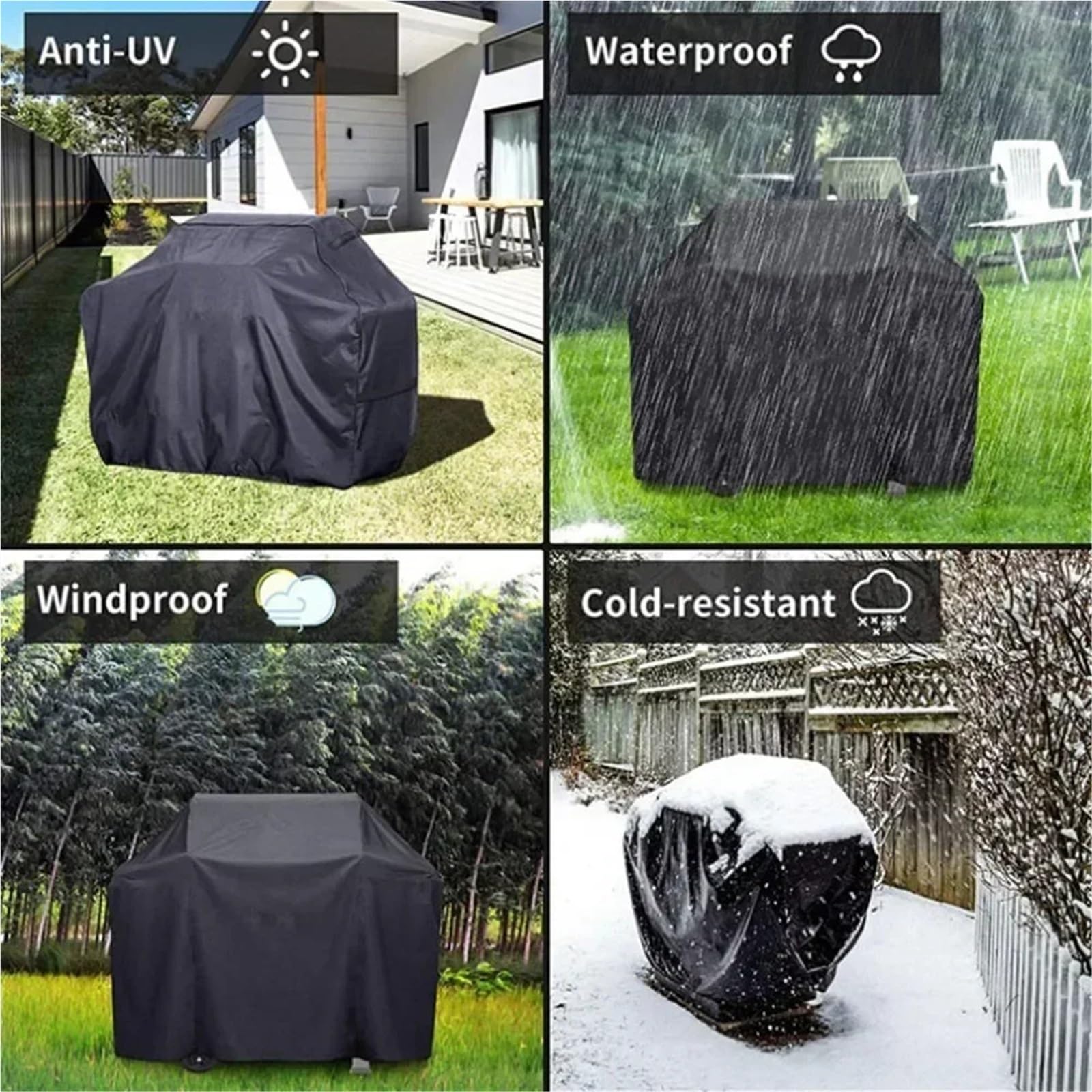 Funda Barbacoa Cubierta Impermeable for Parrilla de Barbacoa, Tela Oxford 420D, Lona for camión, 145x61x117cm, Accesorios for Herramientas de Barbacoa al Aire Libre