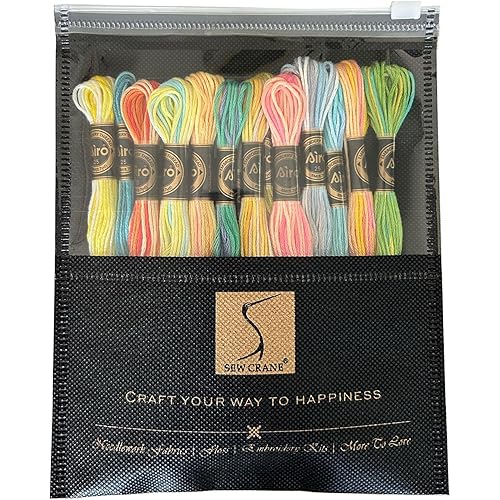 Magical Color Variations Floss Pack Variegated Cross Stitch Thread Six Strand Embroidery Polyester Threads, Set B, Pack of 18 Skeins