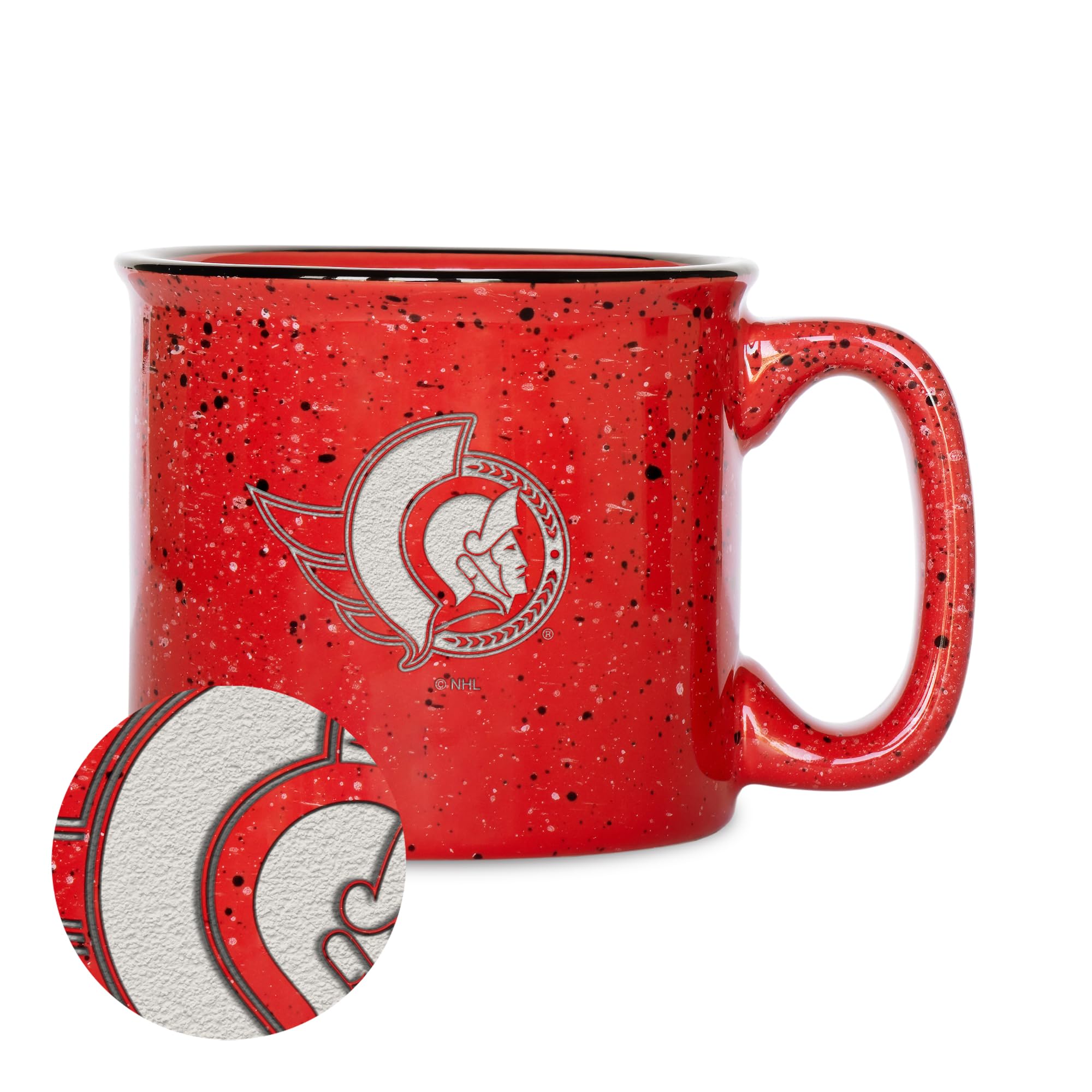 Masse NHL Ottawa Senators gravée au laser, tasse feu de camp chic rouge