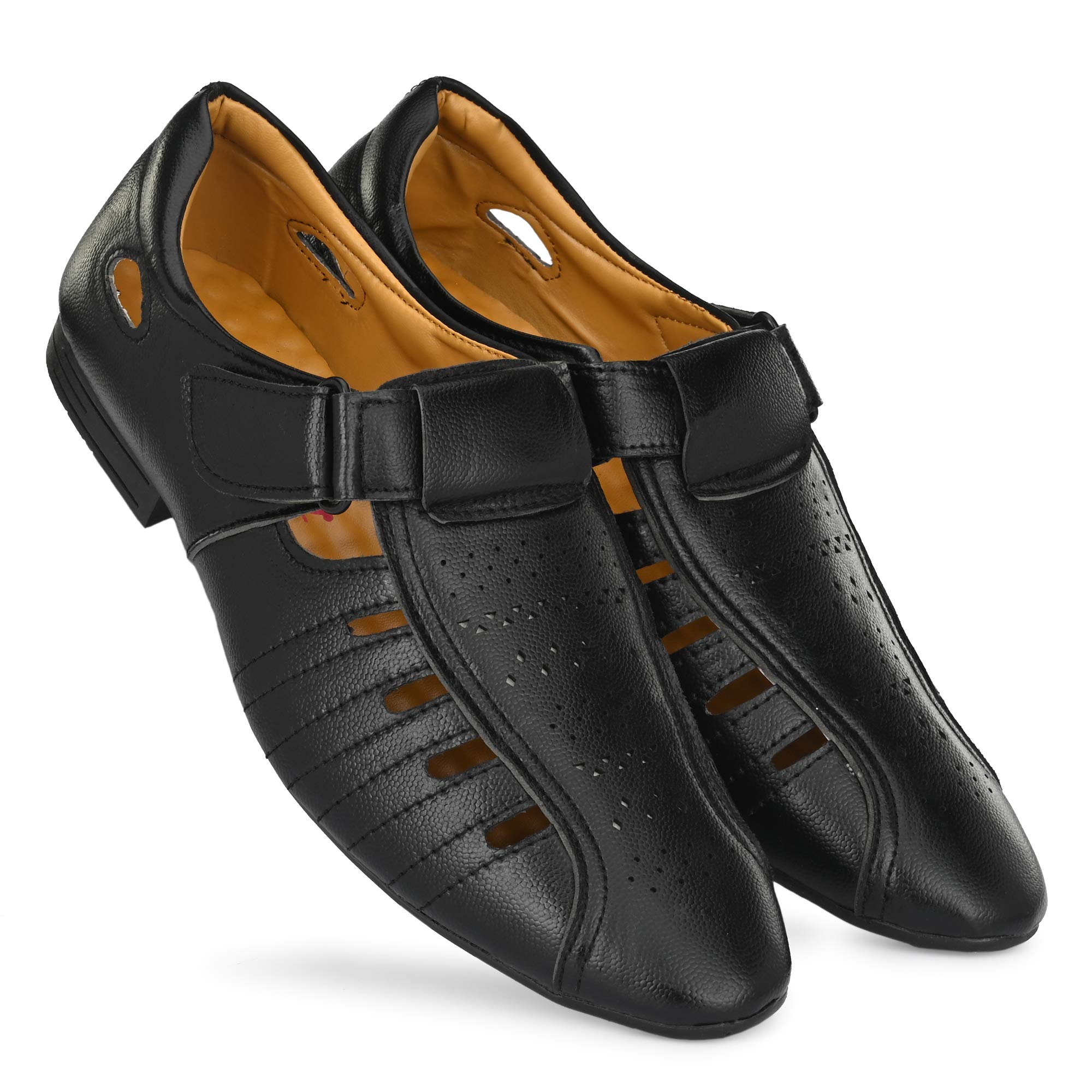 Runway Shoe Mens Black Synthetic Velcro Roman Sandals 7 UK/IND (B091V9BR9L) Amazon Price History, Amazon Price Tracker
