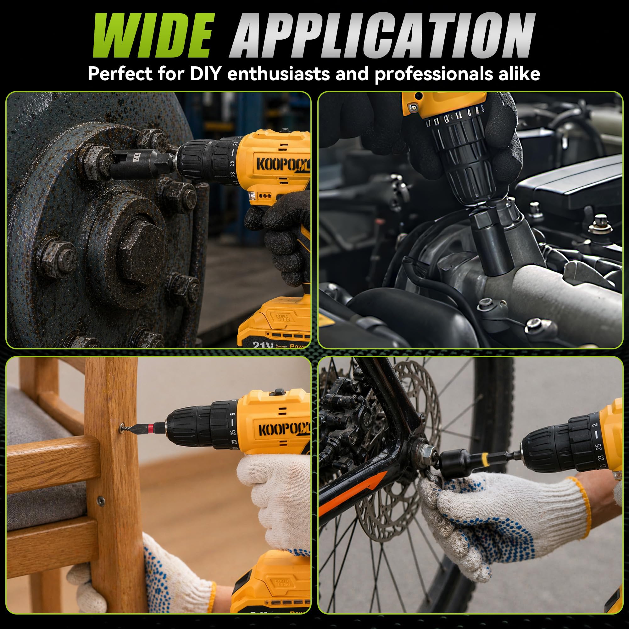 KOOPOOL Juego de llaves de impacto, juego de destornilladores de tuerca magnética, juego de brocas de destornillador de impacto con adaptadores de enchufe, soporte de brocas, destornillador de tuerca