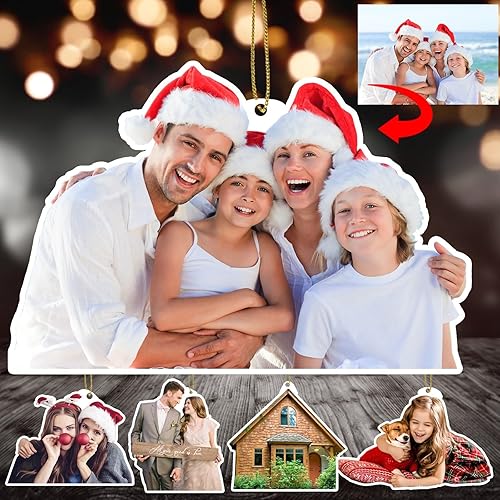 Adornos de Navidad personalizados 2023 con cualquier imagen, adorno acrílico para colgar fotos con mis propias fotos Adornos de imagen para árbol