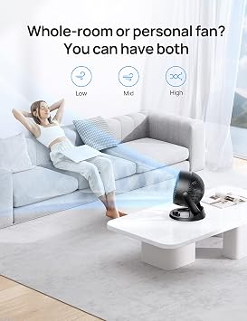 Dreo Fans for Home Bedroom, Table Air Circulator Fan for Whole Room, 9 Inch, 70ft Strong Airflow & Space Heater, Portable Electric Heaters for Indoor Use with Thermostat, Digital Display