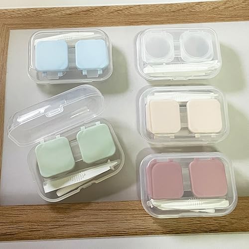 Miniatura 7 de Howinn Estuche para lentes de contacto con tapa abatible, colorido soporte para lentes de contacto, estuche de contacto transparente, mini lente de