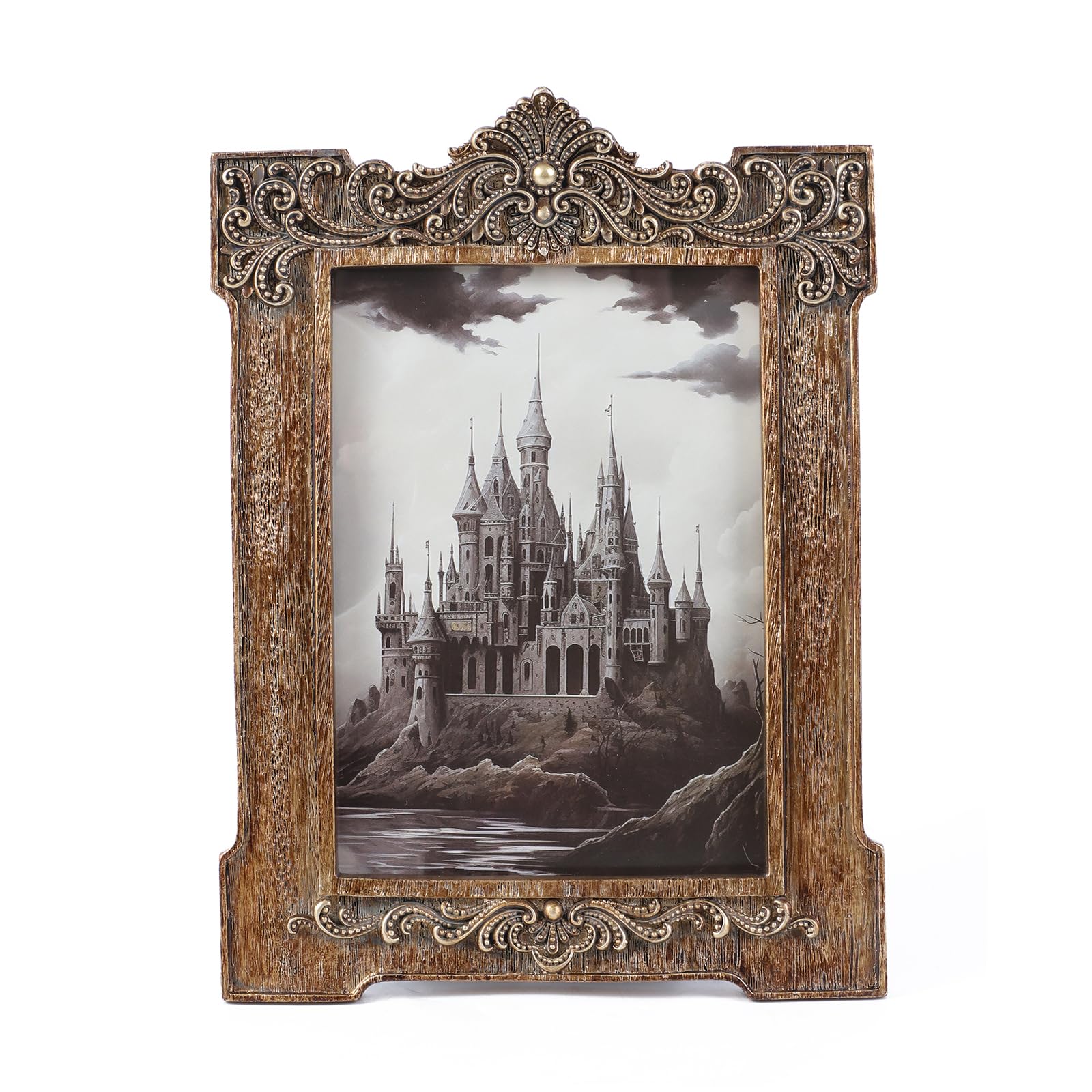 SIKOO Vintage Picture Frame 5x7 Antique Picture Frame with Arch Shape for Tabletop or Wall Mount Display Victorian Home Decor Vintage Wall Decor for Gallery Wall Bronze Gold