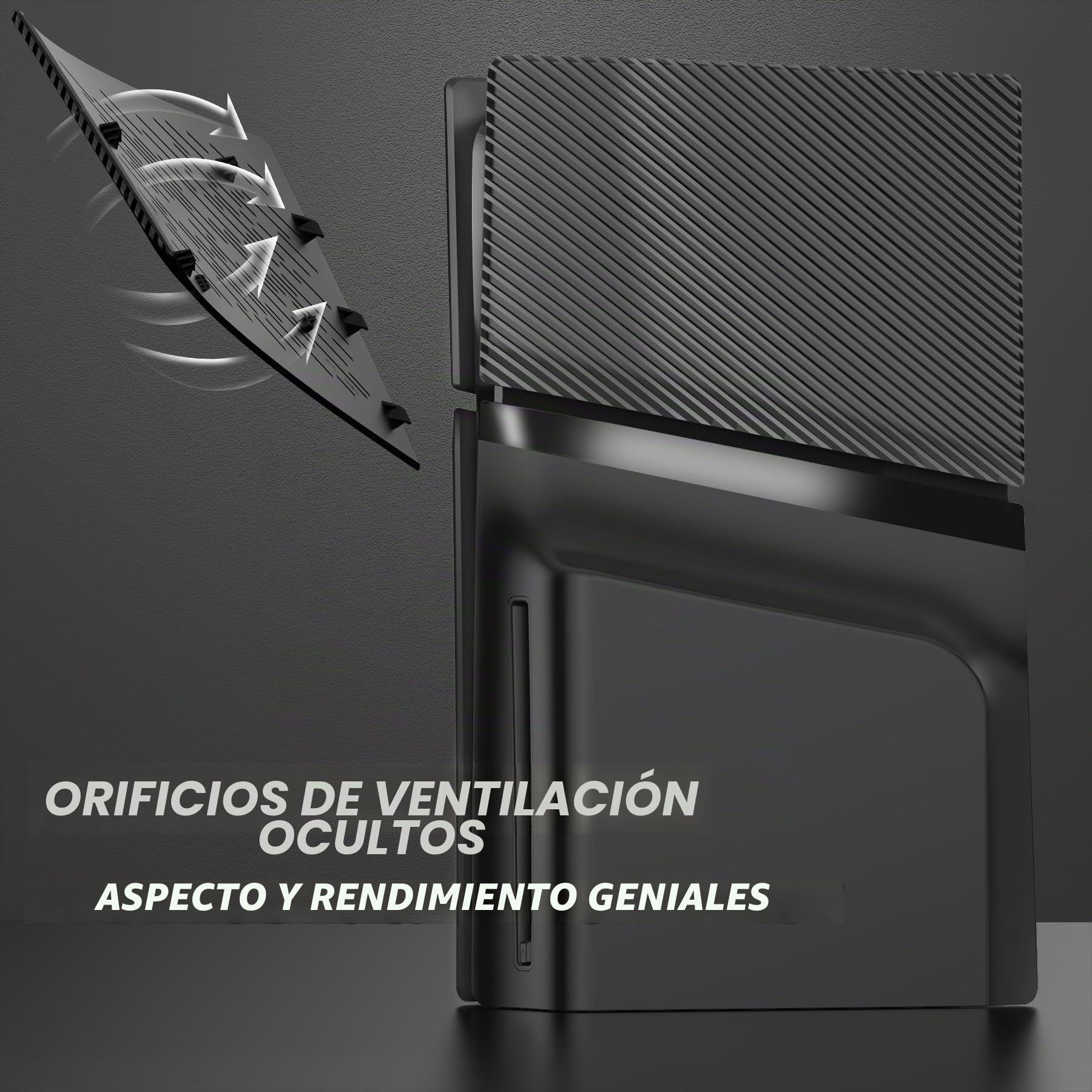 eXtremeRate eXcover Carcasa Superior e Inferior de Repuesto Compatible con ps5 Slim con Lector de Discos, Paneles Laterales y Tapa Trasera con Ventilación Placa para ps5 Slim Consola - Negro