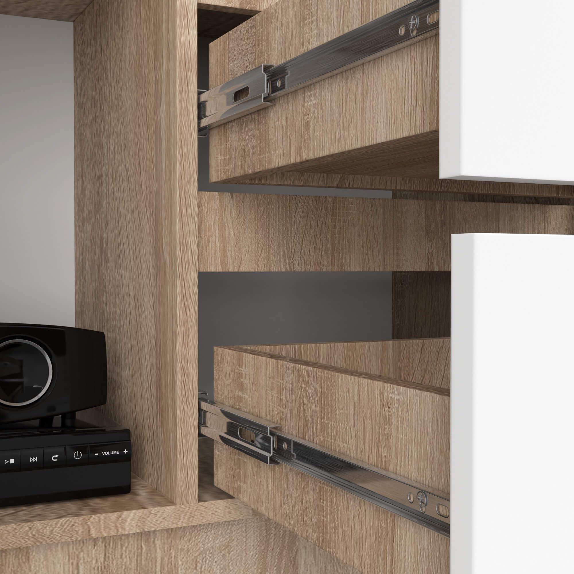 AKORD Büro-Bücherregal CLP 80 cm 7 Regale 2 Schubladen und Türen | für Dokumente Bücher für einen Schlafzimmerschrank Bücherregale Laminierte Platte 16 mm | Sonoma Eiche & Weiß Front