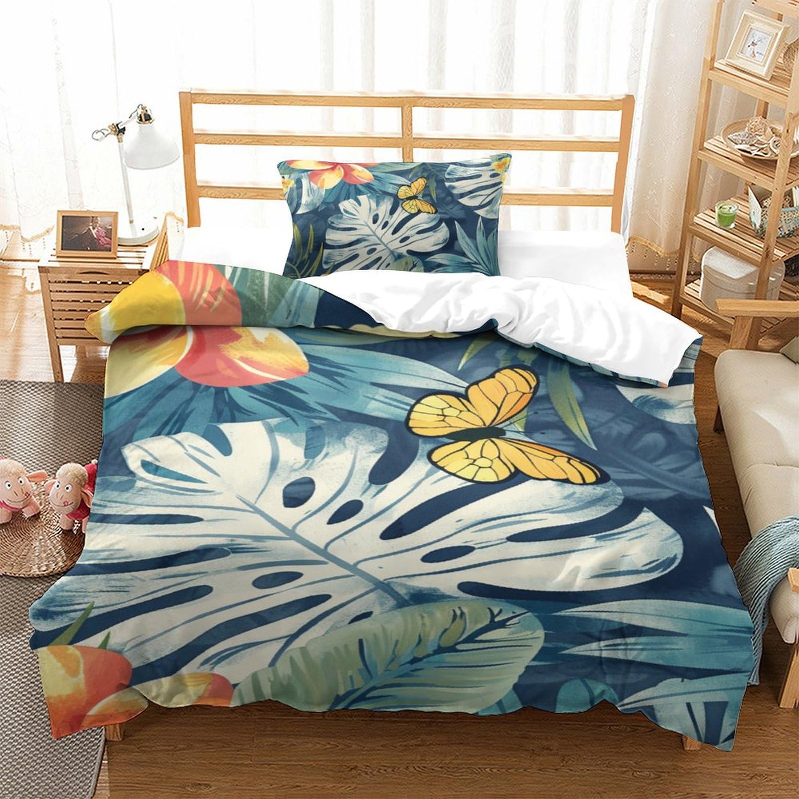 Housse de couette moderne 135x200 cm avec sa taie d'oreiller pour lit simple