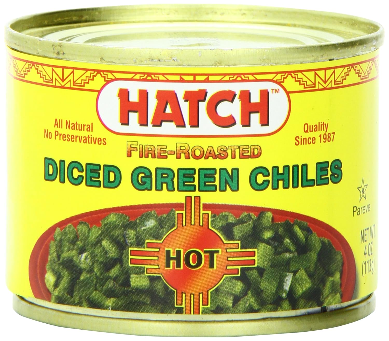 Hatch Diced Hot Green Chilies, 4Ounce (Pack of 8