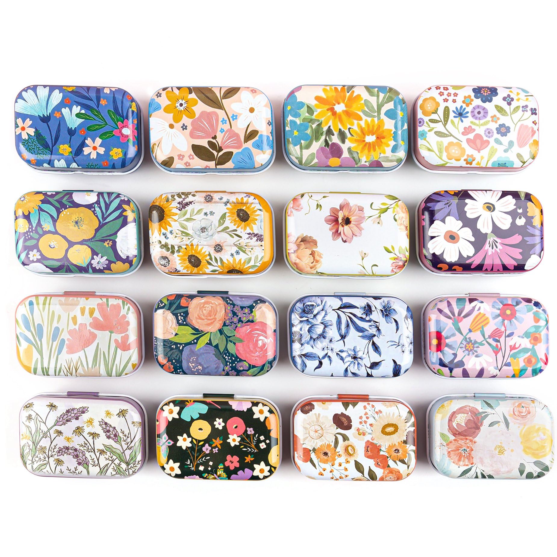Framendino5 Pack Mini Flower Trinket Coin Box Floral Storage Containers with Lids for Jewelry Case (Random Color)