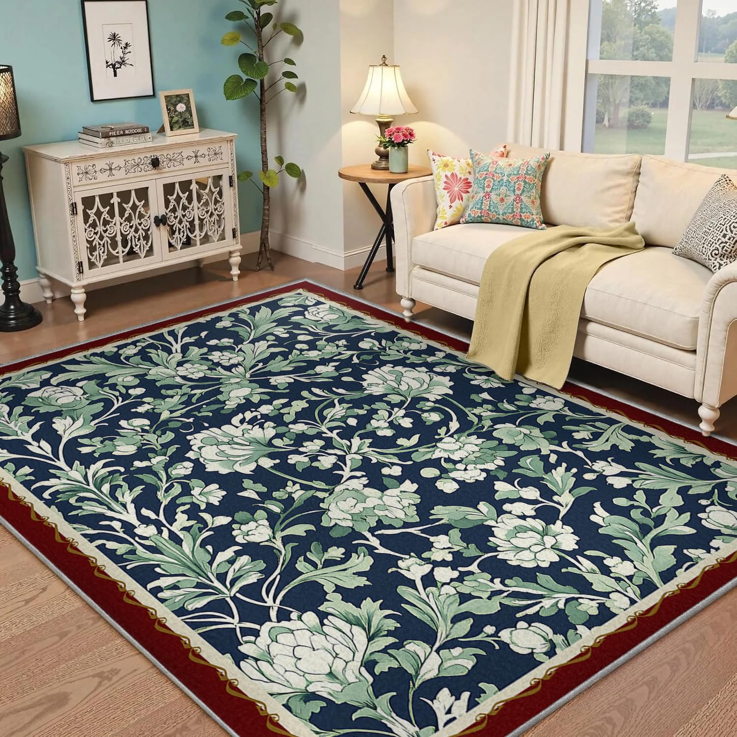 Moquette végétale 90x150cm tapis vert tropical pour décoration de salon bohème