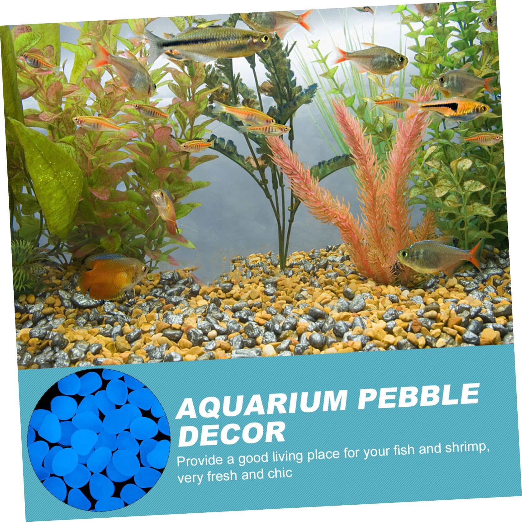 Yardwe 3 Set Ciottoli Pesci D'acquario Ciottoli Del Serbatoio Di Pesce Rocce Luminose Pietre Decorative Pietra Luminosa Pietra Decorativa Dell'acquario Resina Blue 300 Pezzi * 3