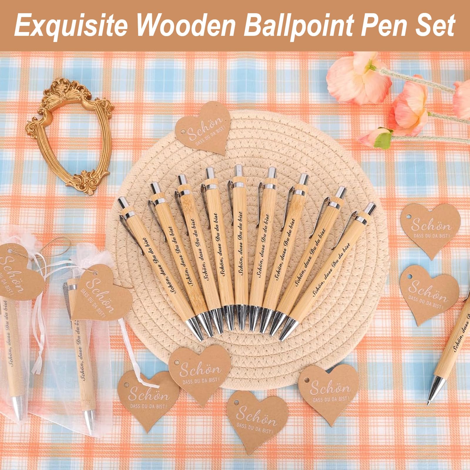 50 Piezas Bolígrafo de Madera Favores de Boda - Hermoso Set de Regalo Que Estás Allí - para Boda, Cumpleaños, Comunión, Bautizo - Favores Cumpleaños Adultos