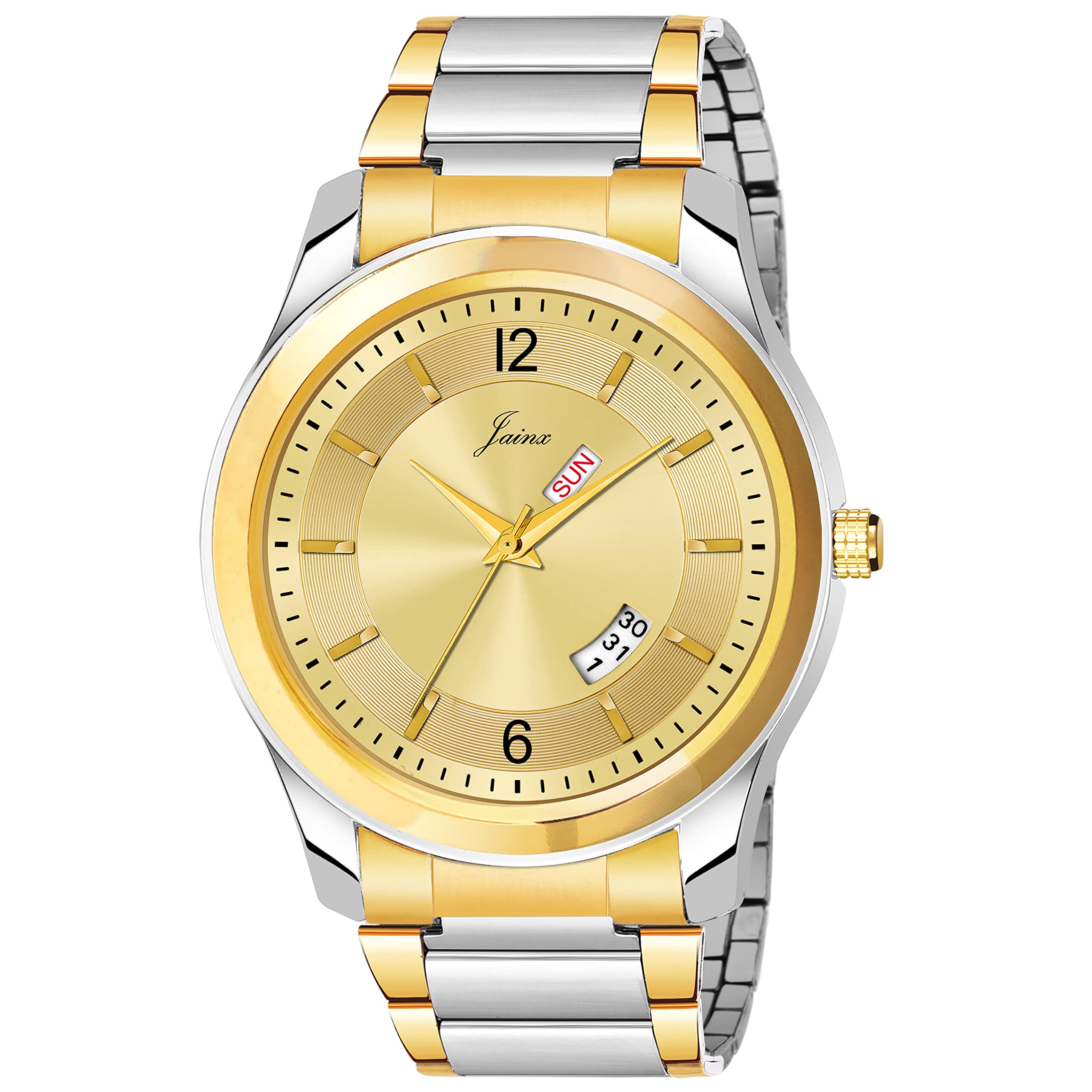 jainx Premium Day and Date Golden Dial Analog Wrist Watch for Men - JM1158 (B09DPP7SSR) Amazon Price History, Amazon Price Tracker