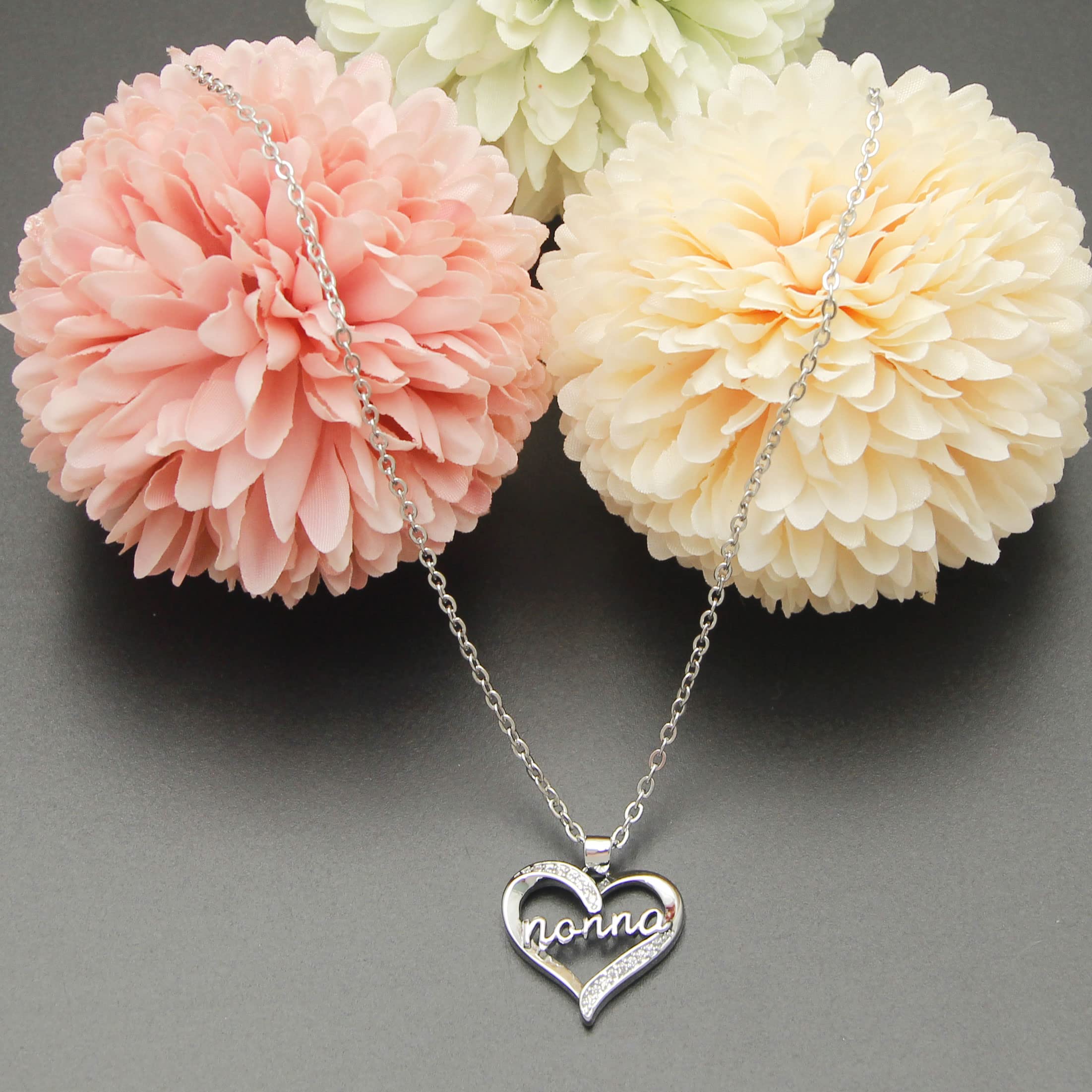 ZYMGUO Regalo Nonna Collane Nonna Regali per Nonna Collana Donna regalo Compleanno Nonna Regalo Natale per Nonna Cuore Diamante Collana Argento Pendent Natale