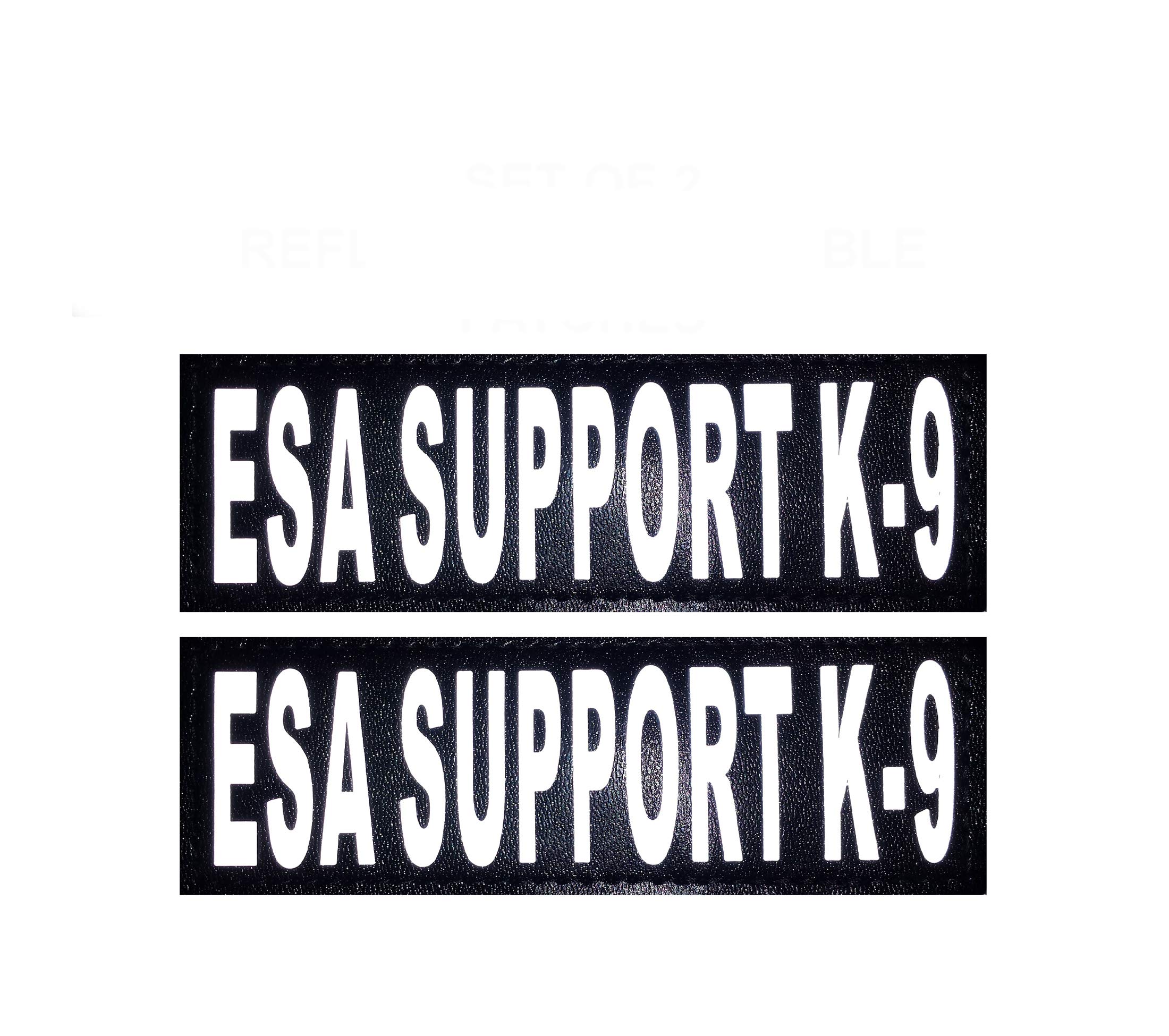 Doggie Stylz Set of 2 Reflective ESA Support K-9 Removable Patches with Hook Backing for Working Dog Harnesses & Vests. Durable and Interchangeable - Comes in 3 Sizes Small, Medium and Large