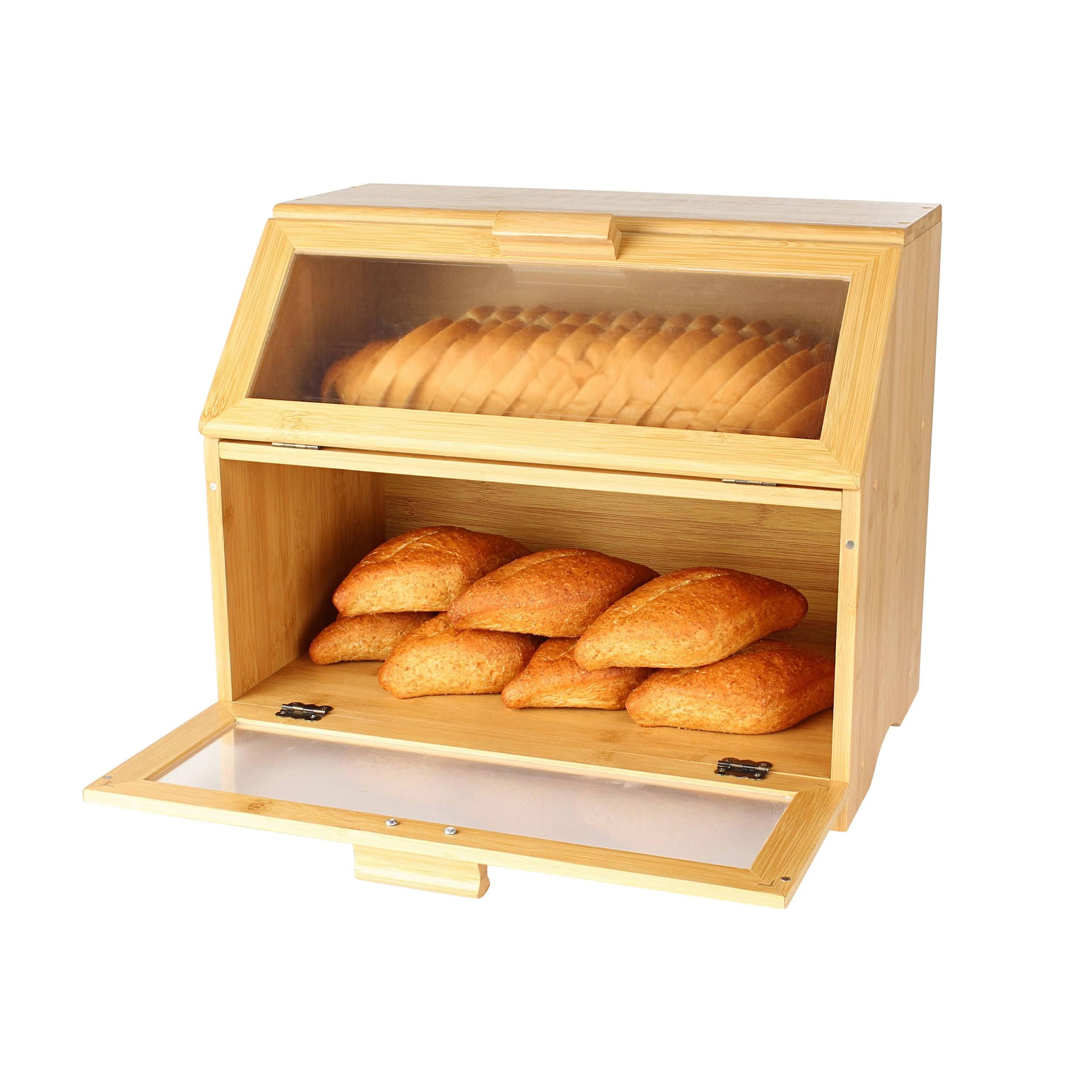 Panera de bambú 7Penn con doble altura para conservar pan fresco en la encimera