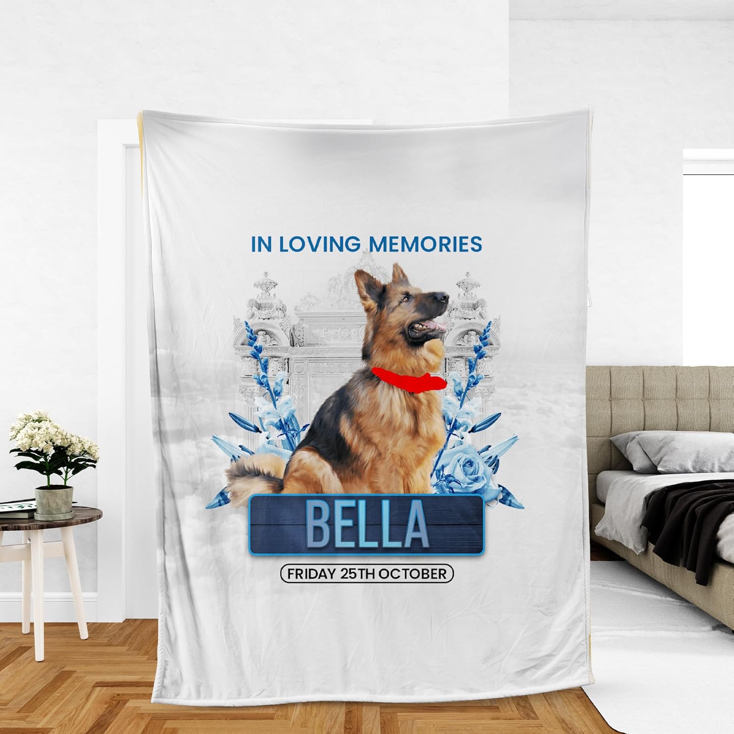 Custom Pet Photo Fleece Blanket, Personalized Pet Blanket, Memorial Day Pet Gift, Custom Name Fleece Throw (Multi 1)