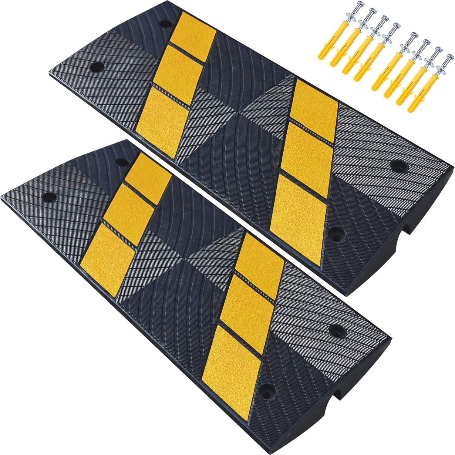 OranLite 2 Pack Heavy-Duty Rubber Curbside Bridge Ramp, Vehicle Car Driveway Ramp, Rubber Threshold Bridge Tracks Curb Ramps for Car Truck Scooter