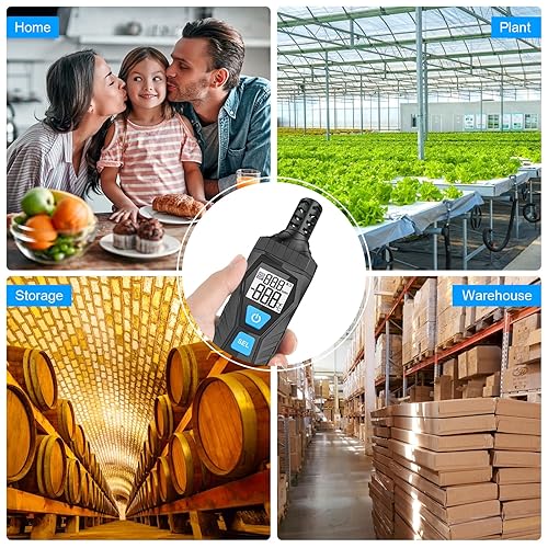 Miniatura 7 de MESTEK Medidor de temperatura y humedad  Termómetro higrómetro de alta precisión con ambiente, punto de rocío, temperatura de bombilla húmeda para
