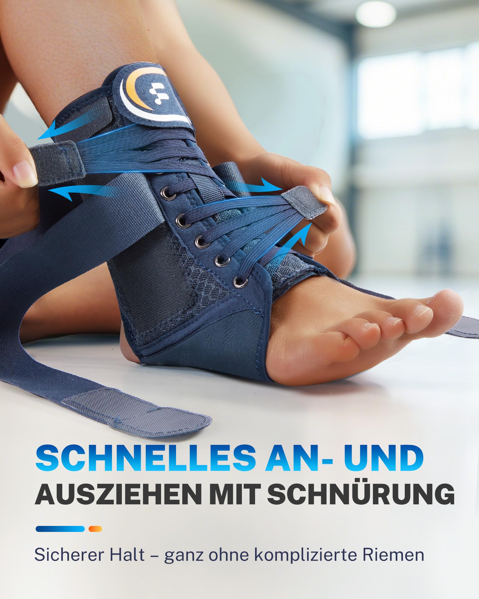 Fitomo Sprunggelenkband mit beidseitig herausnehmbaren Schienen, Schnellverschluss & Figur 8 Stütze. Zur Stabilisierung bei verstauchtem Knöchel und Achillessehnenentzündung. Für Sport & Alltag, L