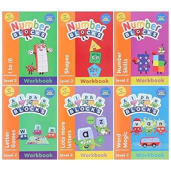 Numberblocks and Alphablocks Orange Level 2 Workbook Collection for Ages 3-5 – 6 Educational Maths and Phonics Activity Books with Fun Stickers ... Orange Level Workbook Set (6 books))