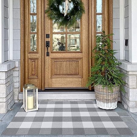Amazon.com: KOZYFLY Grey Buffalo Check Rug | 27.5 x 43 Inches | Buffalo ...