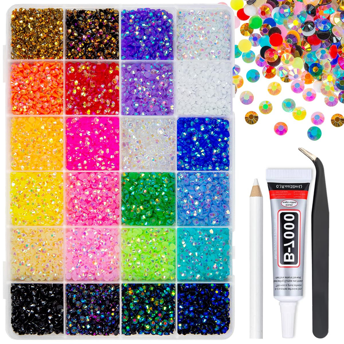 ★トップグレードレインボーアンデシン 16.5ミリ珠ビーズB(SA~SA+) Amazon.com: qiipii 24 Color 7200pcs 4mm Jelly Resin Rhinestones