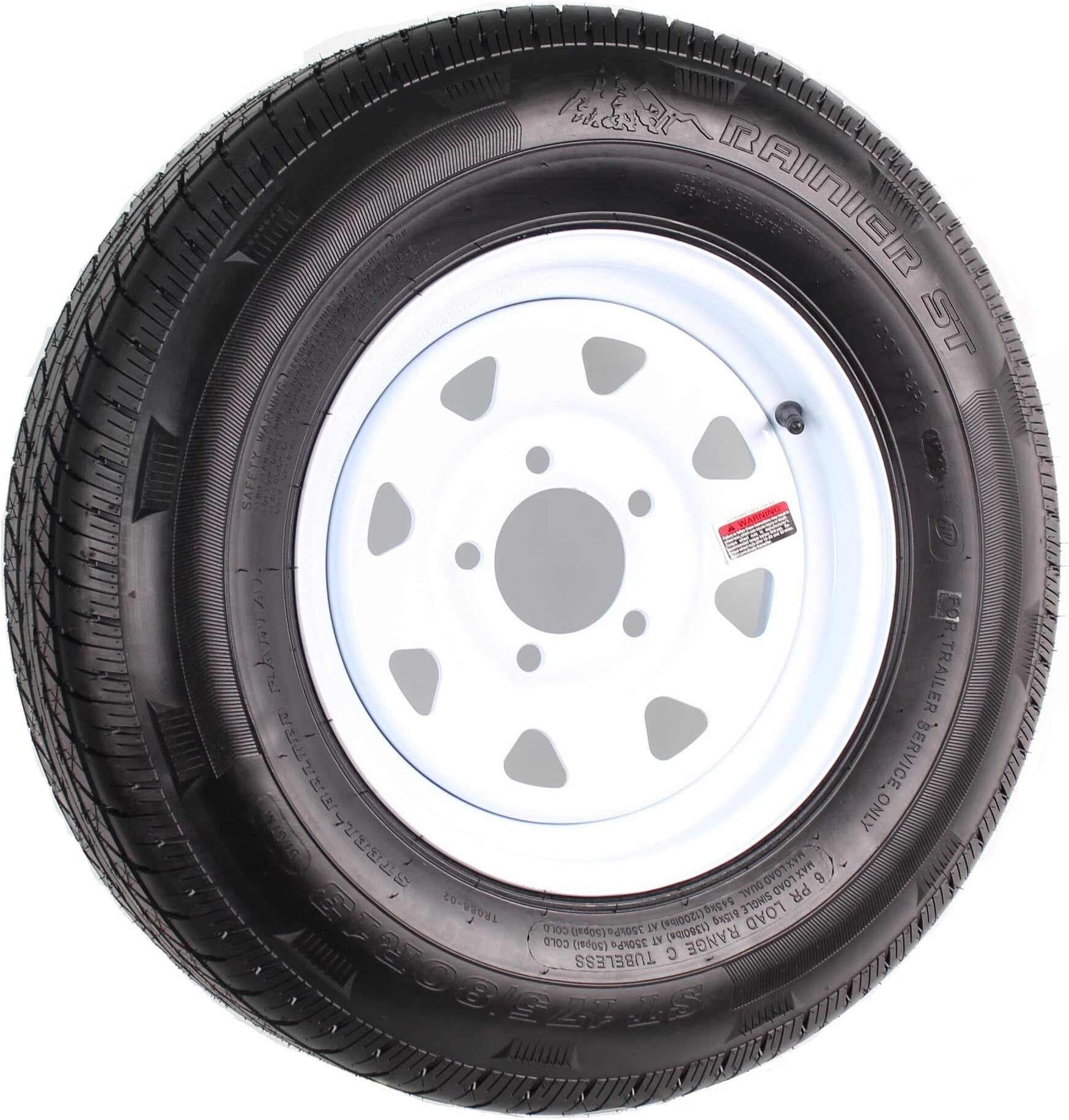 FactoryRvSurplus 13" White Spoke Trailer Wheel ST175/80R13 Tire Mounted (5x4.5) Bolt Circle