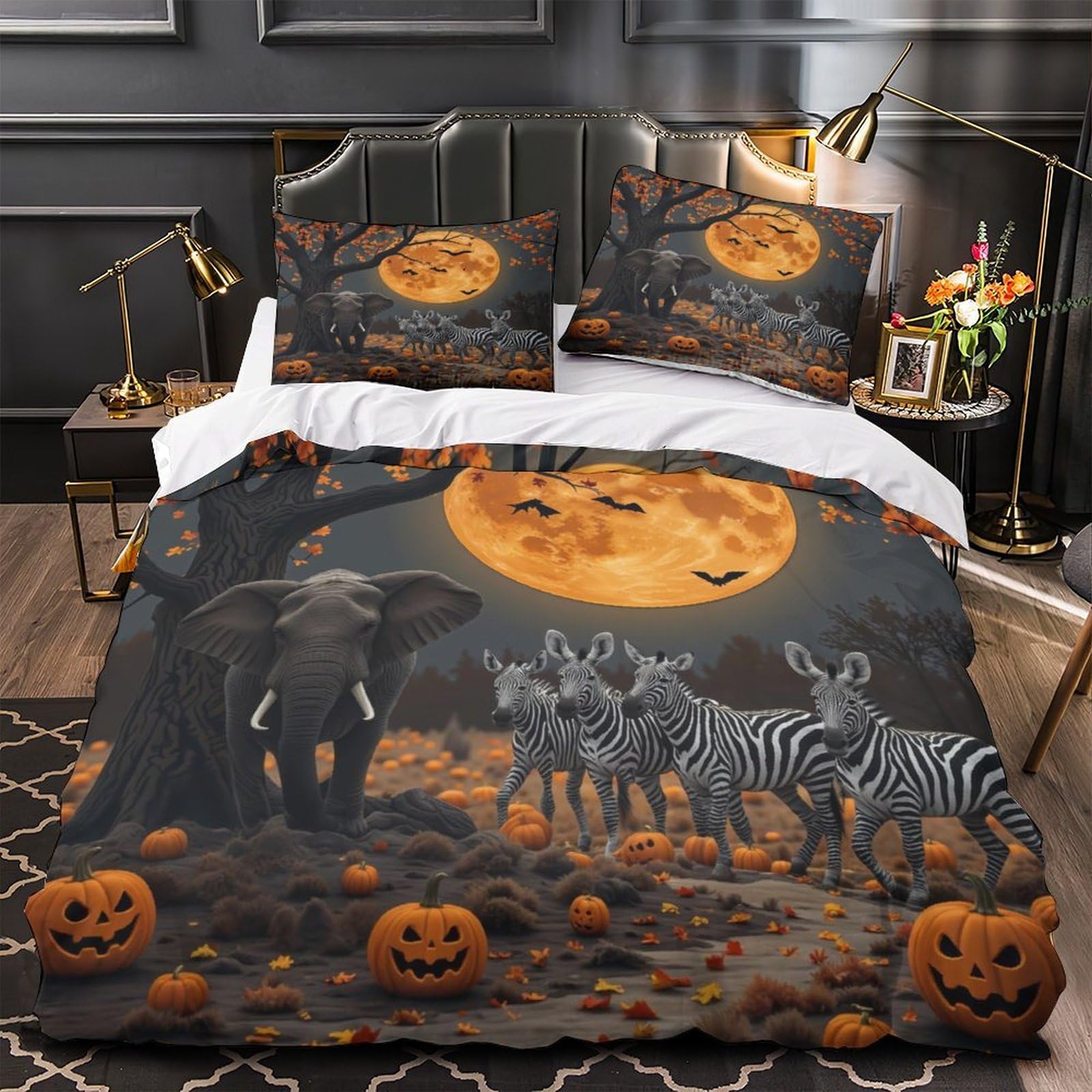 Housse de Couette Halloween 140x200 en microfibre hypoallergénique pour lit simple