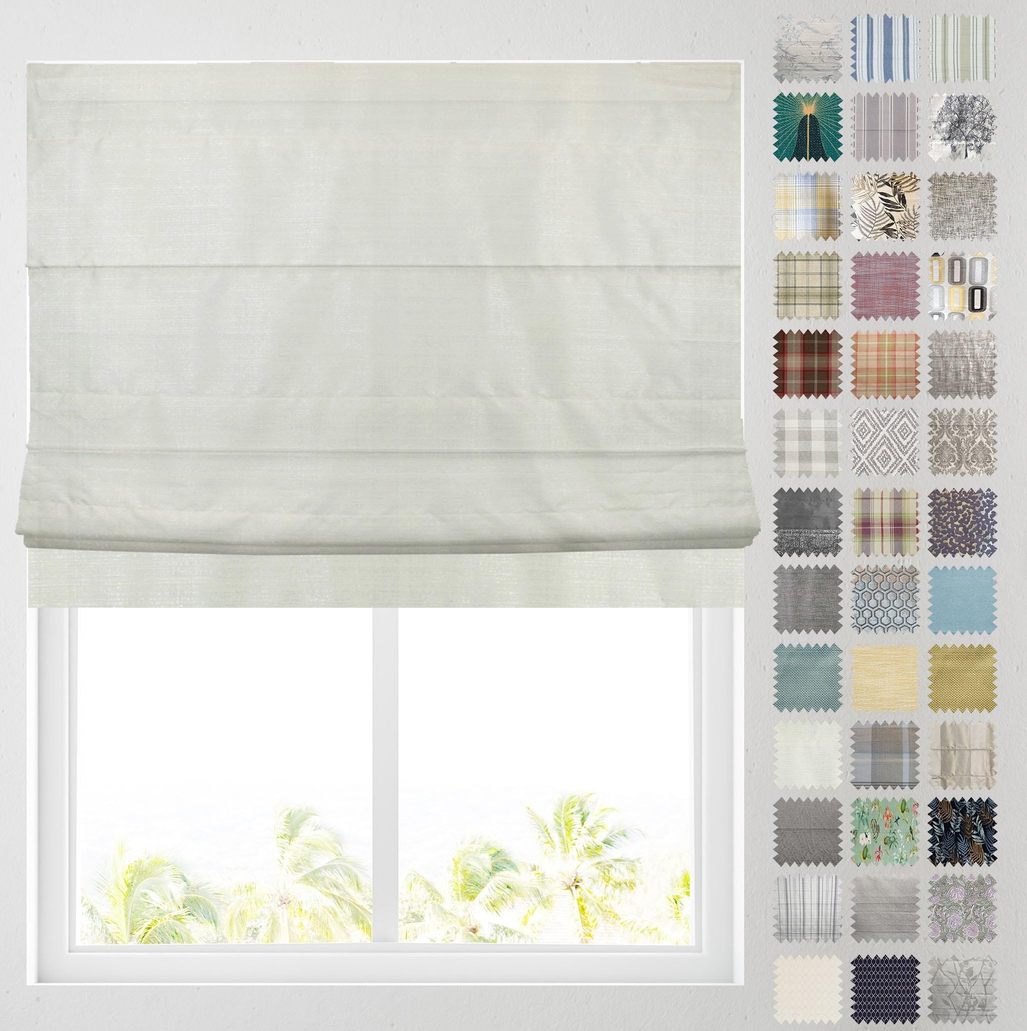Barnes Blinds - Patterned Roman Blinds, Fully Lined, Custom Sizing Available - Durable Fittings Easy Fit (Nadia Natural Shimmer 61cm)