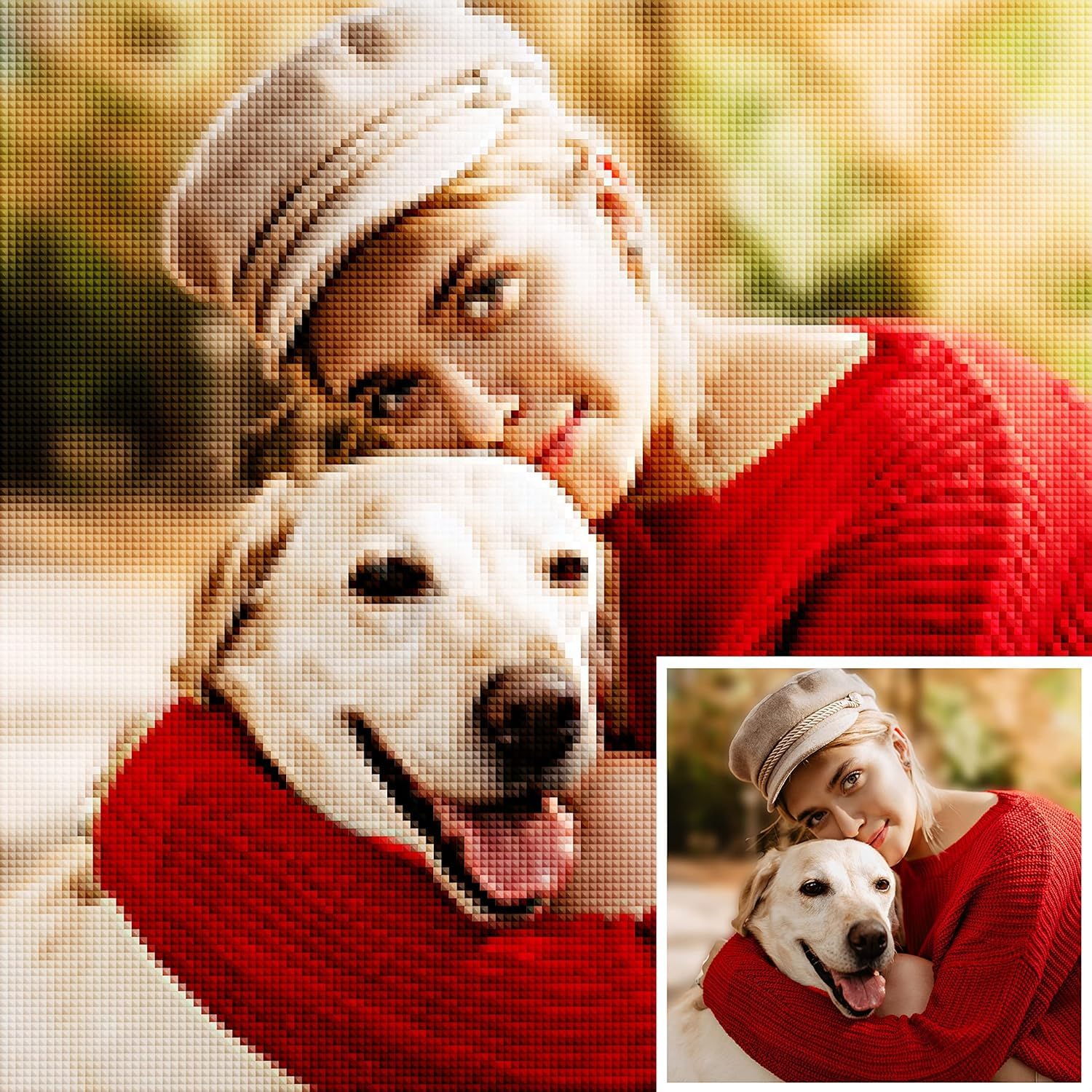 Rainsar Custom 5D Diamond Painting Kits, Personalised Diamond Art, Create Your Own Custom Diamond Painting with Private Photo, Full Drill Embroidery Gifts for Home Decor, 30x30cm