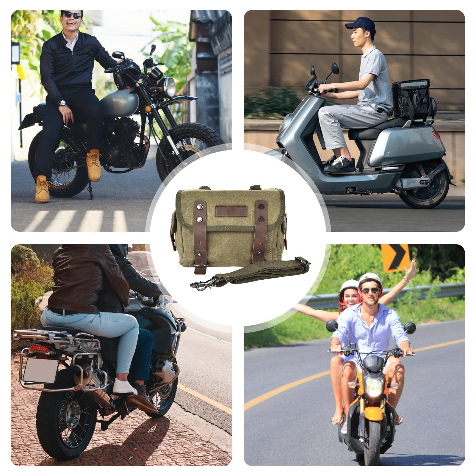 Bolsa de motocicleta: alforjas laterales de vintage, bolsas de sillín duales impermeables, paquete de engranajes traseros para conductores de motos, bolsa de cola enrollable | Bolsa de viaje para