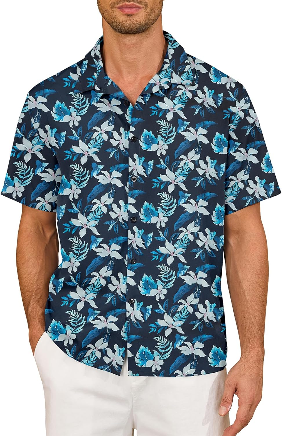 Zando Breathable Hawaiian Shirt for Men - Lightweight Retro Tropical Floral Short Sleeve Aloha Outfits Top for Holiday - Image 5