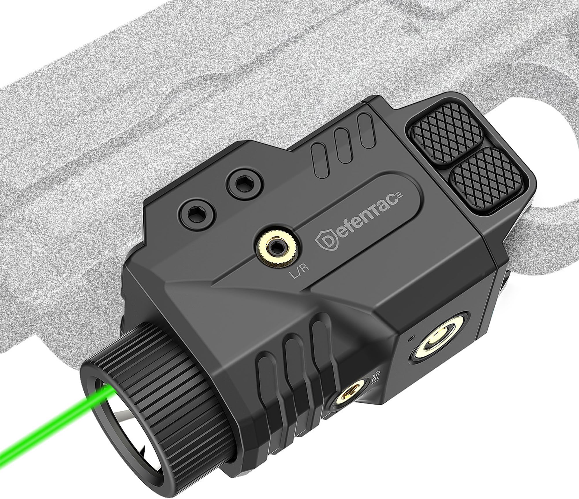 DEFENTAC 800lm Pistol Light with Green Laser for Railed Guns | Adjustable Rail Mount Tactical Flashlight and Green Laser Combo with Strobe and Momentary