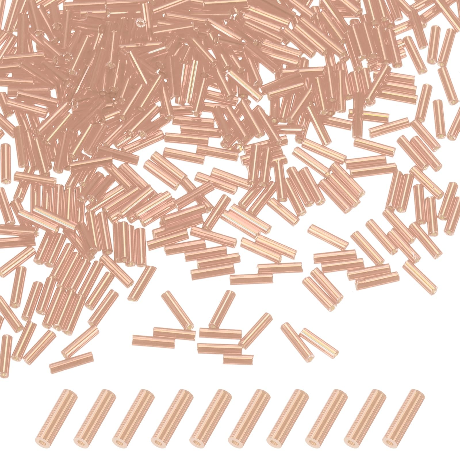 M METERXITY 1800-Pack Bugle Beads 2x6mm Champagne