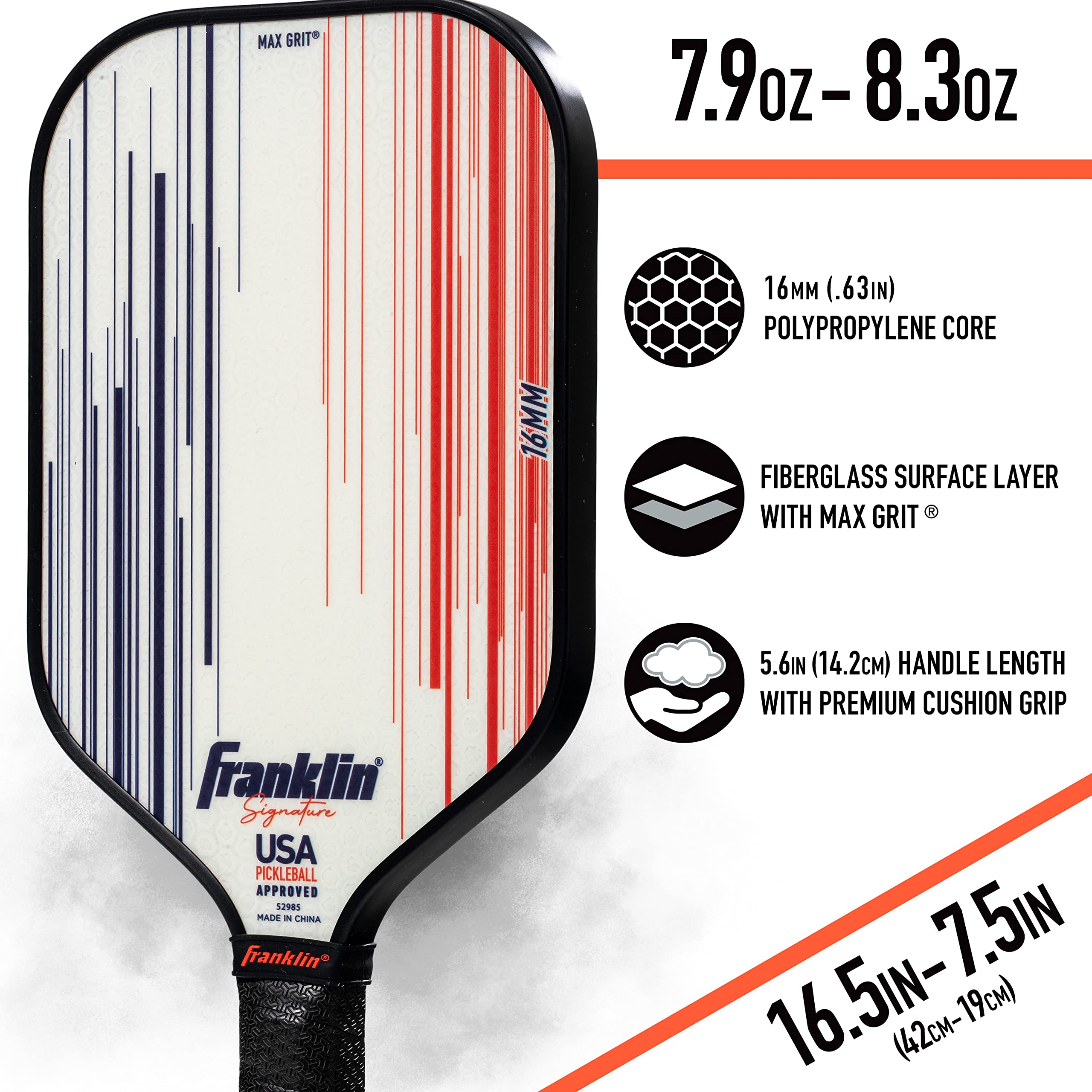 Franklin Sports Pro Pickleball Paddle - Pro Tournament Pickleball Paddle with MaxGrit Technology - Signature Series Signature Pickleball Paddle