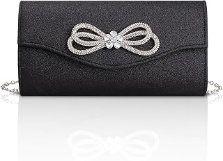 Gets Bow Evening Bag Rhinestone Clutch Purse for Women Sparkly Wedding Prom Purse Formal Cocktail Party Handbag with Chain