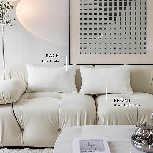 Miniatura 5 de Demetex Juego de 2 fundas de almohada de 12 x 20 pulgadas, suaves y esponjosas, para sofá, sala de estar, dormitorio, 12 x 20 pulgadas, color blanco