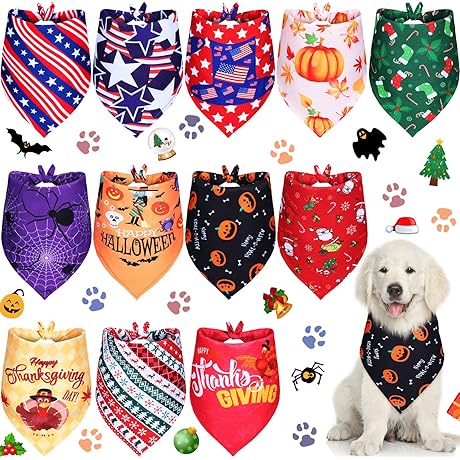 Weewooday Holiday Dog Bandanas for Large Dogs
