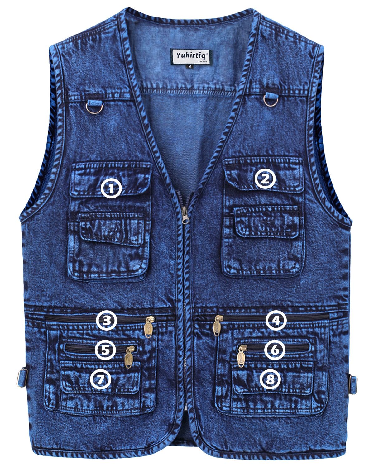 Gilet en Jean pour Homme Cowboy Gilet Moto Multipoches Veste en Jean Sans Manche Denim Gilet Biker