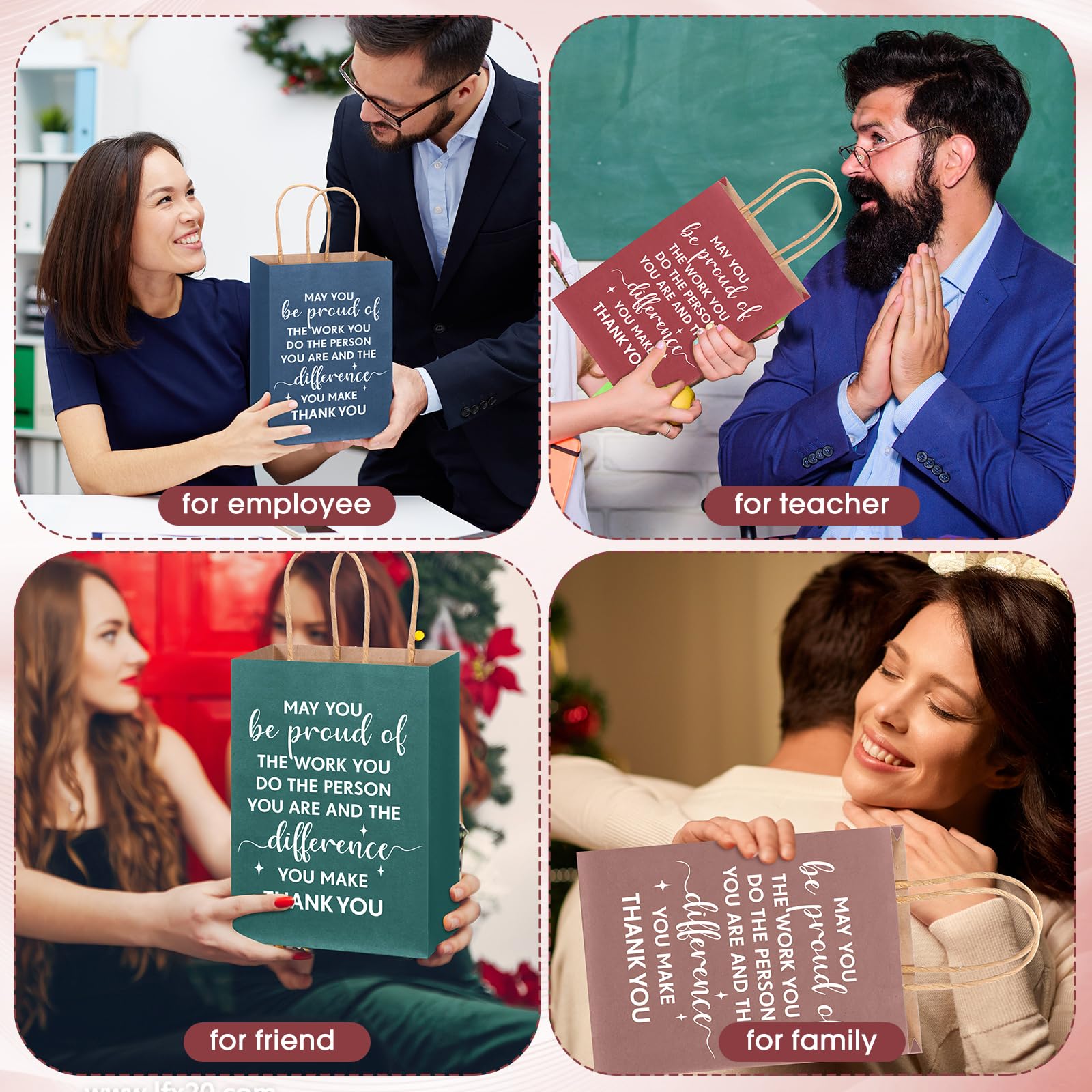 ReliThick Lot de 100 sacs cadeaux de reconnaissance des employés en vrac « May You Be Proud of The Work You Do » - Cadeaux inspirants pour les enseignants, les collègues, le personnel, les infirmières